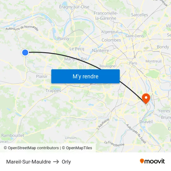 Mareil-Sur-Mauldre to Orly map