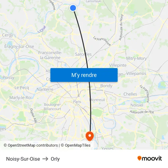 Noisy-Sur-Oise to Orly map