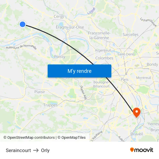 Seraincourt to Orly map
