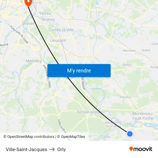 Ville-Saint-Jacques to Orly map