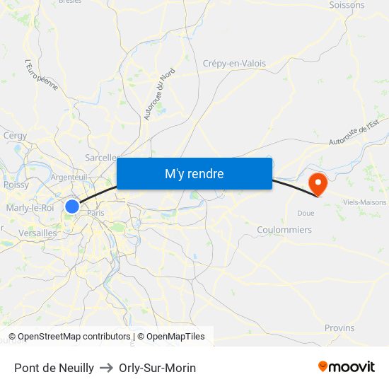 Pont de Neuilly to Orly-Sur-Morin map