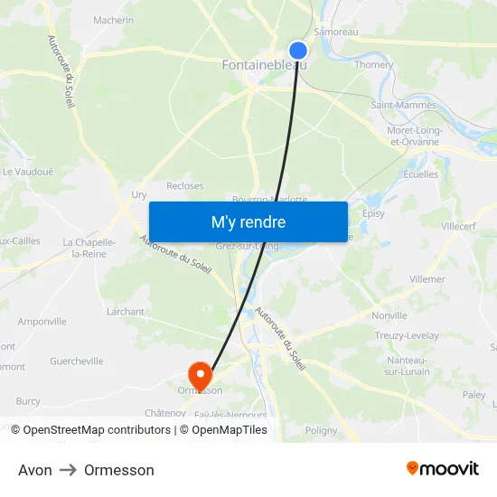 Avon to Ormesson map