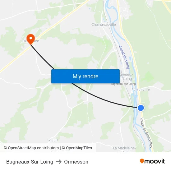 Bagneaux-Sur-Loing to Ormesson map