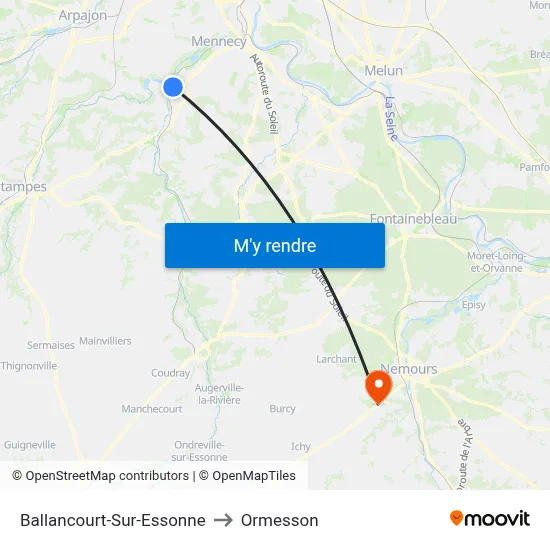 Ballancourt-Sur-Essonne to Ormesson map