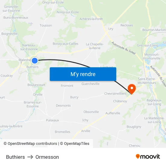 Buthiers to Ormesson map