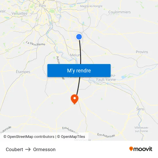 Coubert to Ormesson map