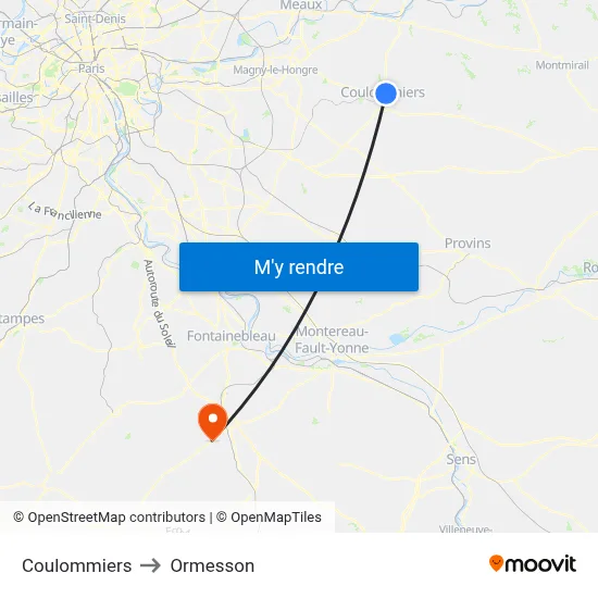 Coulommiers to Ormesson map