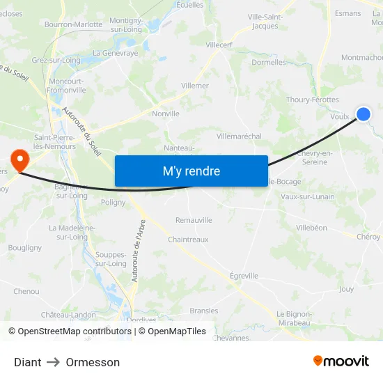 Diant to Ormesson map
