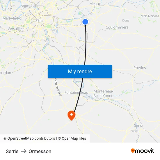 Serris to Ormesson map