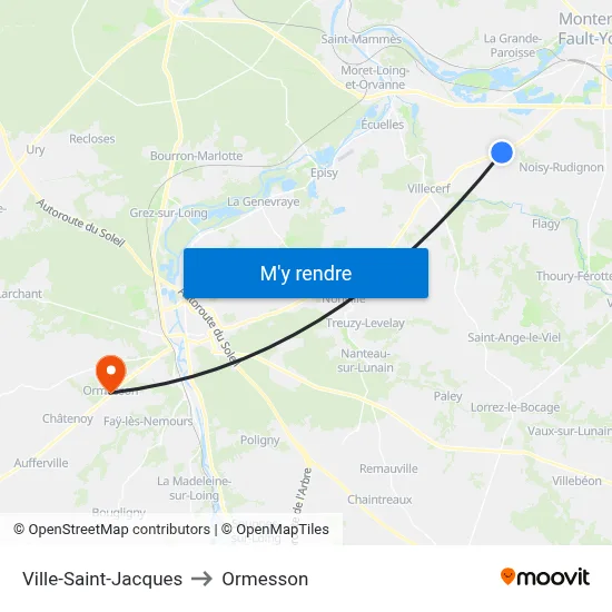 Ville-Saint-Jacques to Ormesson map