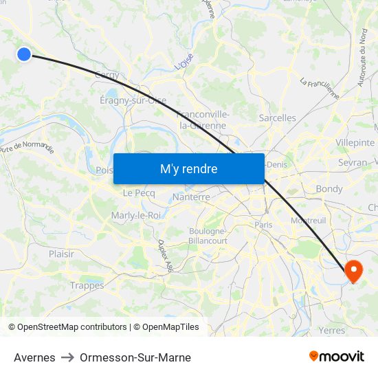 Avernes to Ormesson-Sur-Marne map