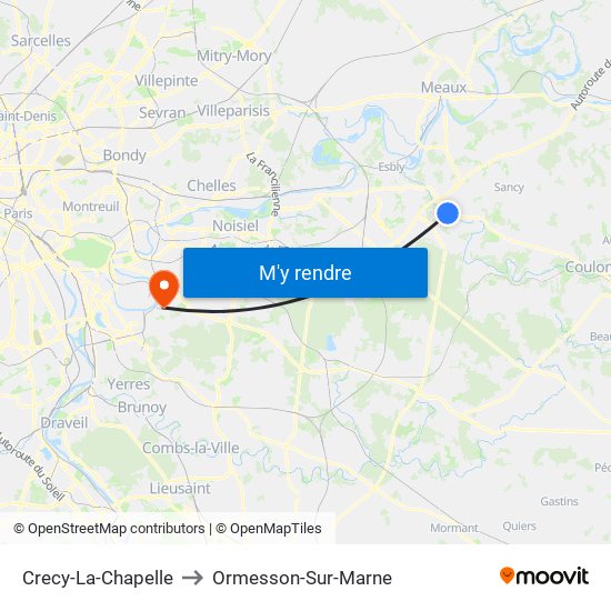 Crecy-La-Chapelle to Ormesson-Sur-Marne map