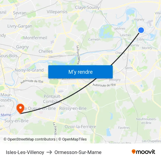 Isles-Les-Villenoy to Ormesson-Sur-Marne map