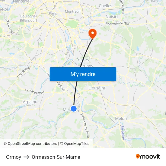 Ormoy to Ormesson-Sur-Marne map