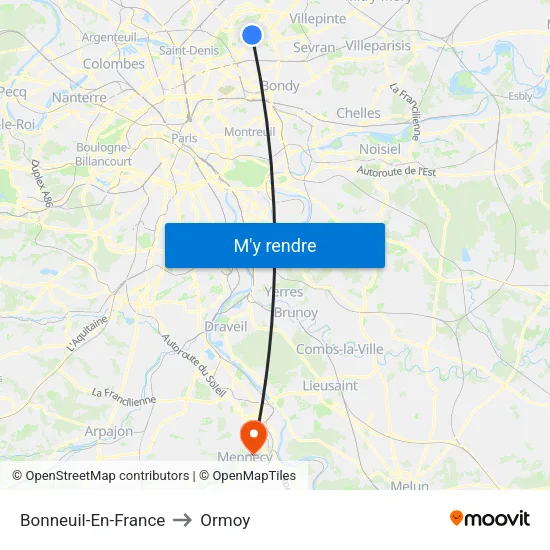 Bonneuil-En-France to Ormoy map