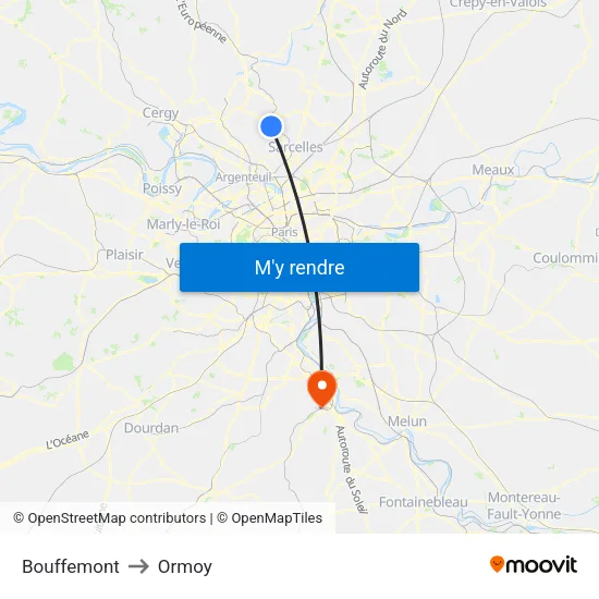 Bouffemont to Ormoy map