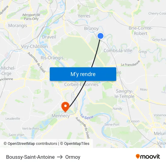 Boussy-Saint-Antoine to Ormoy map