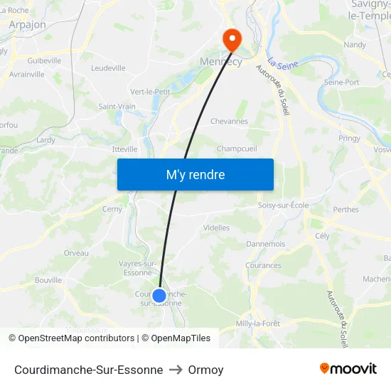 Courdimanche-Sur-Essonne to Ormoy map