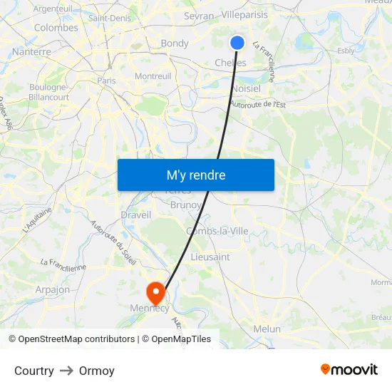 Courtry to Ormoy map