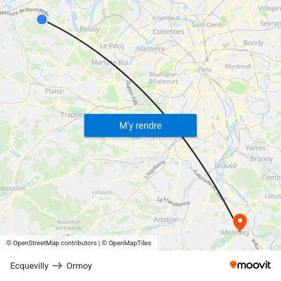 Ecquevilly to Ormoy map