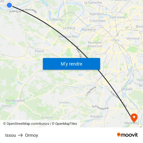 Issou to Ormoy map