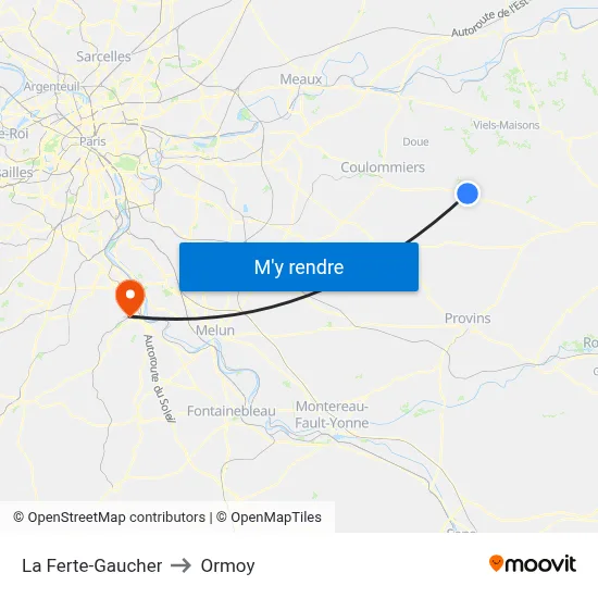La Ferte-Gaucher to Ormoy map