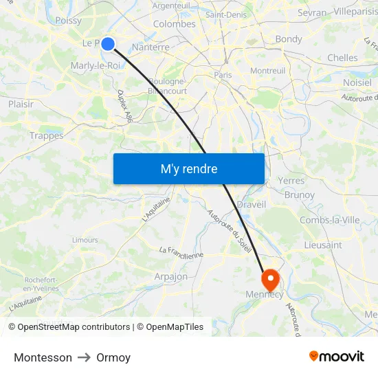 Montesson to Ormoy map
