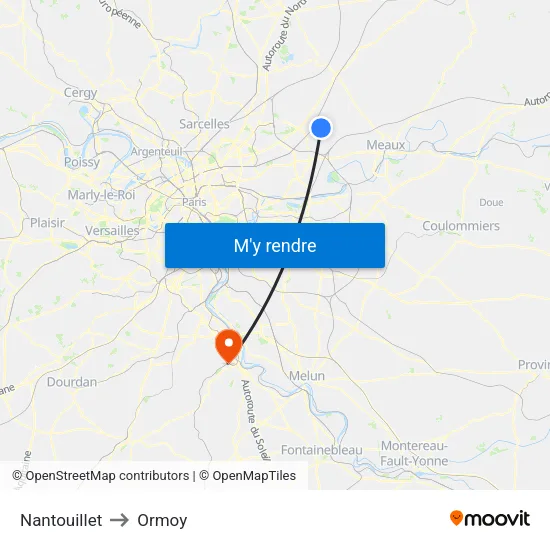 Nantouillet to Ormoy map