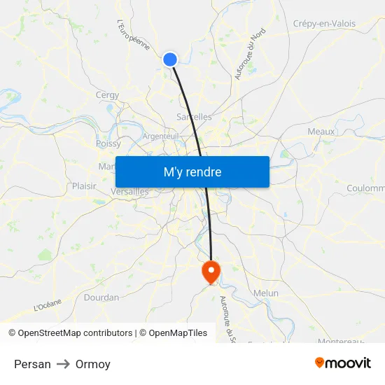 Persan to Ormoy map