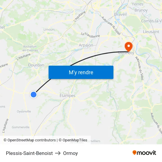 Plessis-Saint-Benoist to Ormoy map