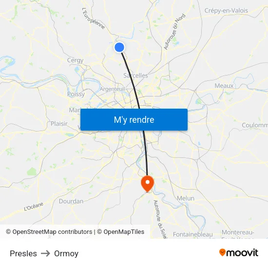 Presles to Ormoy map