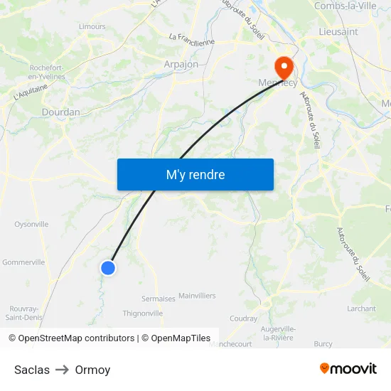 Saclas to Ormoy map