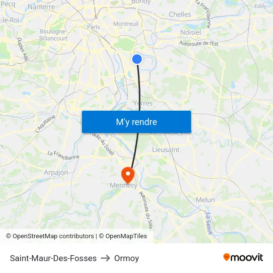 Saint-Maur-Des-Fosses to Ormoy map