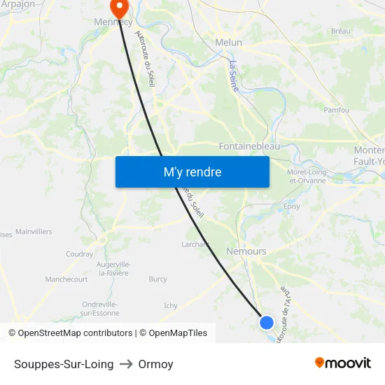 Souppes-Sur-Loing to Ormoy map