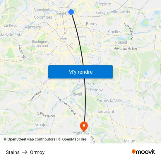 Stains to Ormoy map