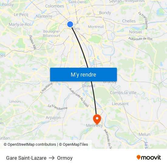 Gare Saint-Lazare to Ormoy map