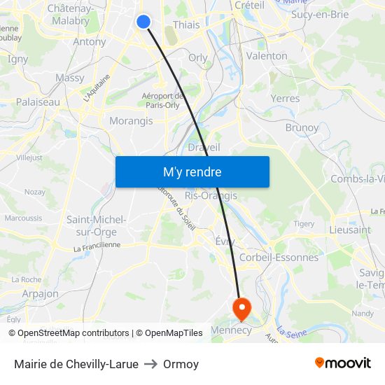 Mairie de Chevilly-Larue to Ormoy map