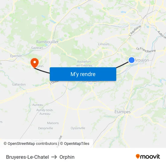Bruyeres-Le-Chatel to Orphin map