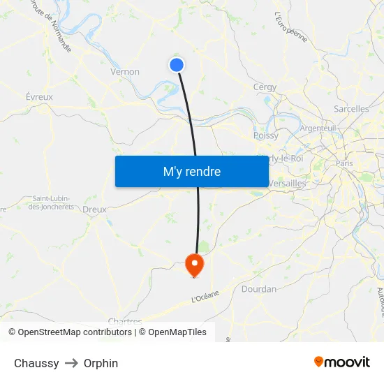 Chaussy to Orphin map