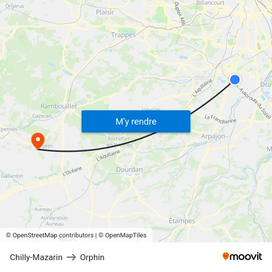 Chilly-Mazarin to Orphin map