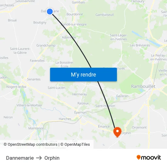 Dannemarie to Orphin map