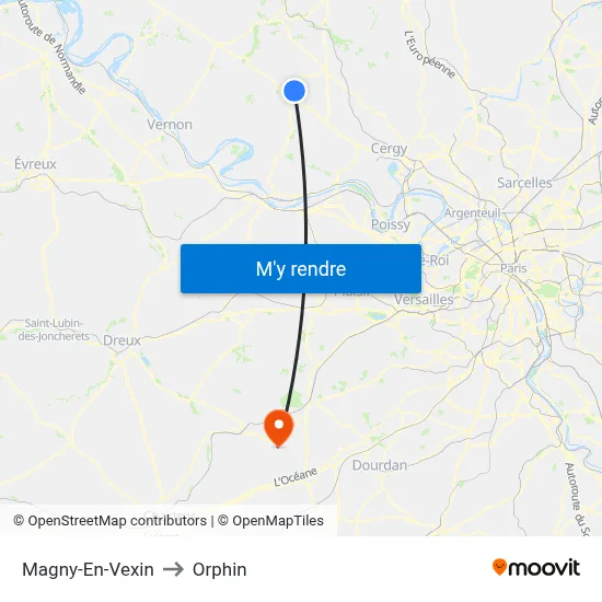 Magny-En-Vexin to Orphin map