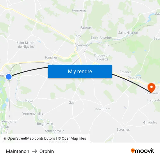 Maintenon to Orphin map