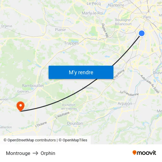 Montrouge to Orphin map