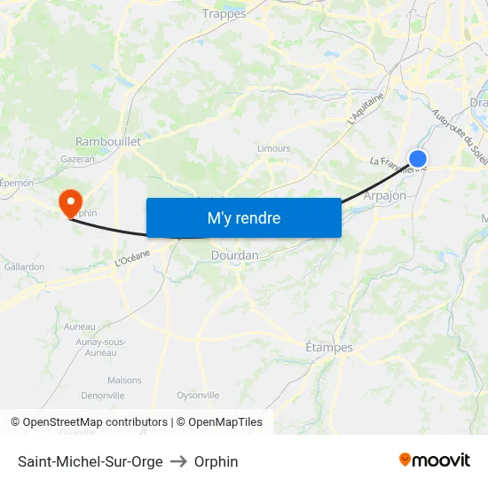 Saint-Michel-Sur-Orge to Orphin map
