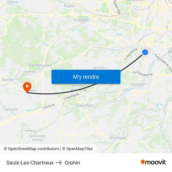 Saulx-Les-Chartreux to Orphin map