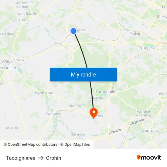 Tacoignieres to Orphin map