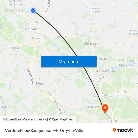 Verderel-Lès-Sauqueuse to Orry-La-Ville map