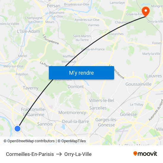 Cormeilles-En-Parisis to Orry-La-Ville map