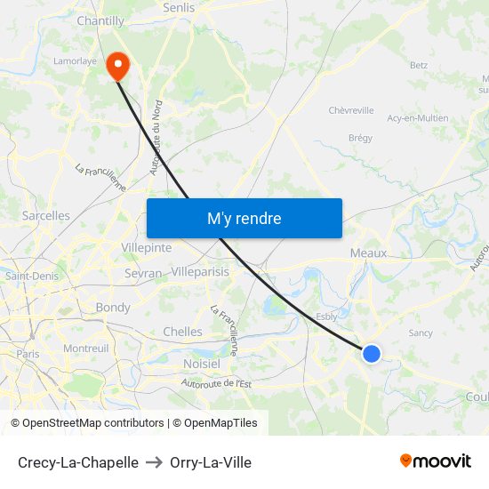Crecy-La-Chapelle to Orry-La-Ville map